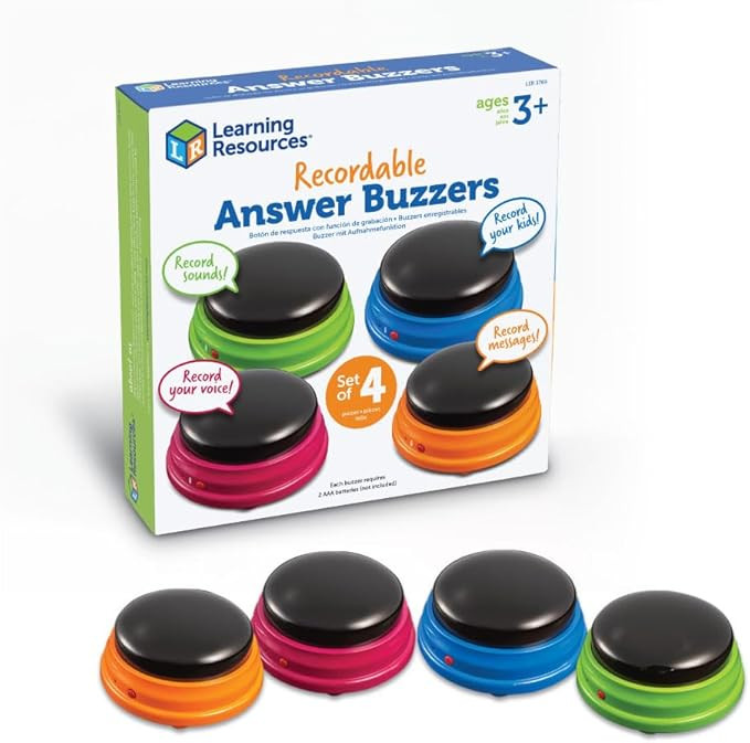Learning Resources Recordable Answer Buzzers - Set of 4, Ages 3+ | Pre-K Personalized Sound Buzze... | Amazon (US)