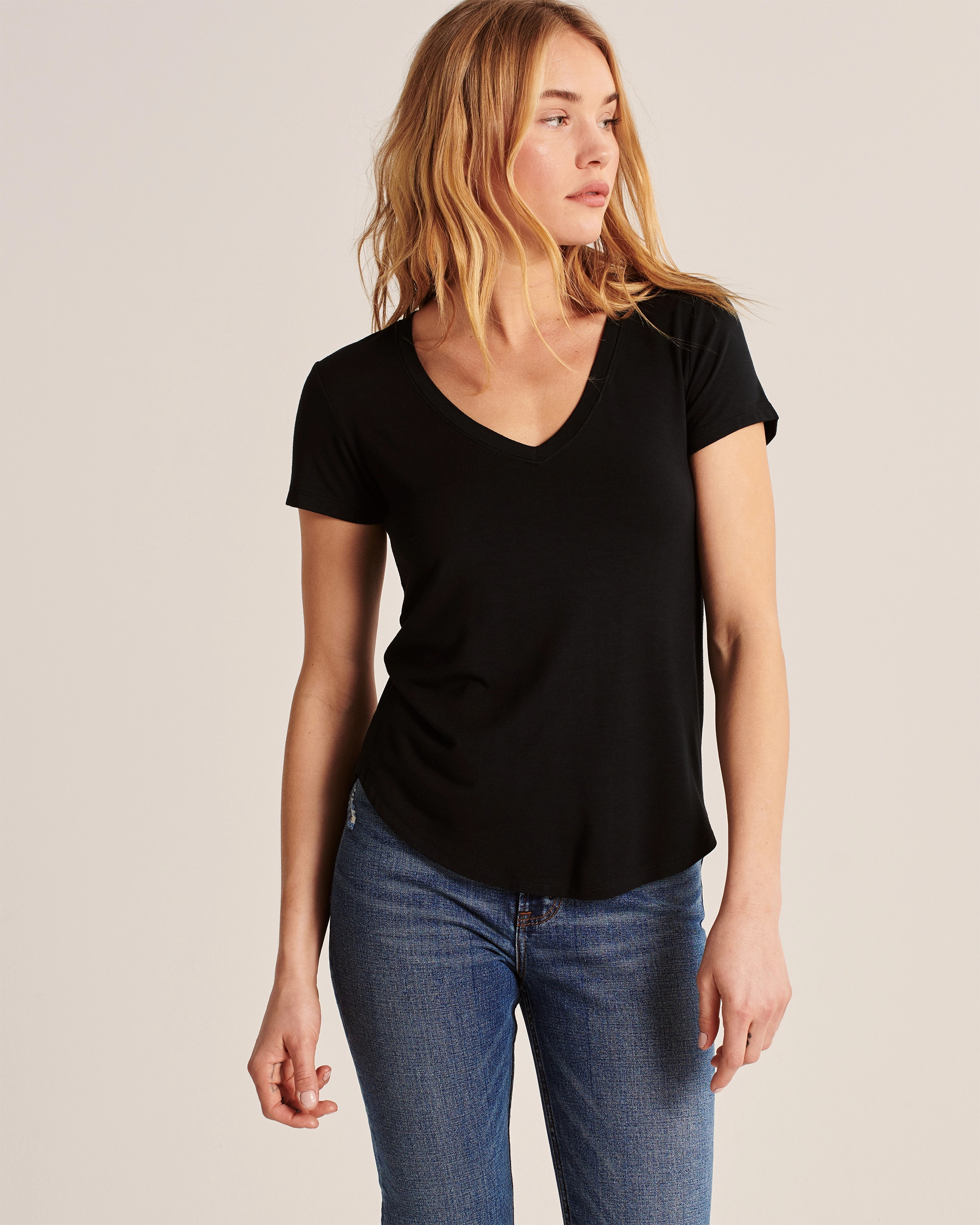 Drapey V-Neck Tee | Abercrombie & Fitch (US)