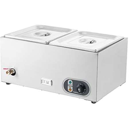 VEVOR 110V 2-Pan Commercial Food Warmer 1200W Electric Countertop Steam Table 15cm/6inch Deep Stainl | Amazon (US)
