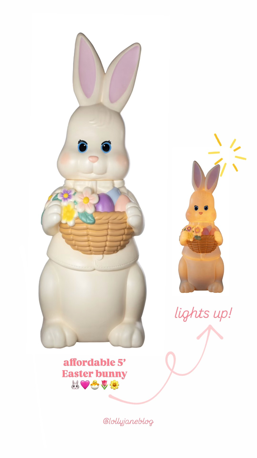 Loveeee Walmart’s new 5’ Easter bunny blow mold! Paint it to match your personal style or leave it as is, so cute! And it LIGHTS UP! It will sell out fast 🌷✨🩷🌼🐰

Walmart holiday decor, Walmart Easter decor, way to celebrate Easter decor, blow mold bunny, Easter bunny blow mold 

#LTKSeasonal #LTKHome