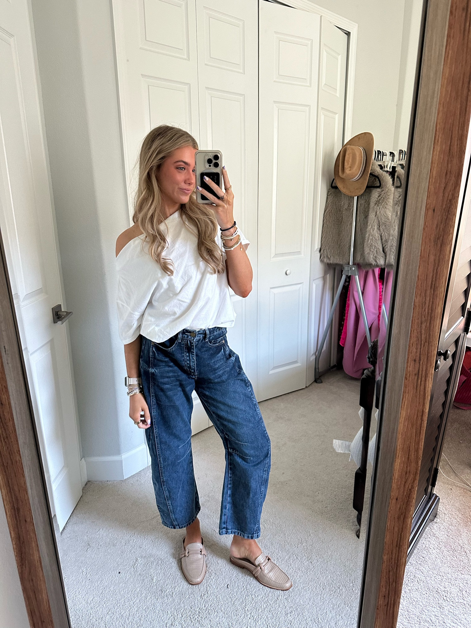 Nuuds off the shoulder white tshirt. White tee. Free people dupe barrel jeans. Denim. Amazon fashion  Women's Baggy Boyfriend Jeans Mid Rise Barrel Jeans Wide Leg Loose Y2k Cropped Denim Pants with Pockets

#LTKstyletip #LTKSeasonal #LTKfindsunder100