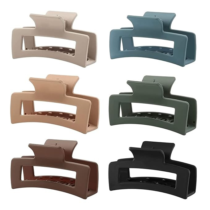 6 Pack Square Claw Clips, Hair Claw Clips for Women Girls, 3.5" Medium Non-slip Hair Clips, Recta... | Amazon (US)