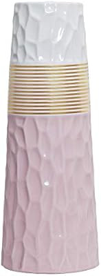 LIONWEI LIONWELI 11 inch Pink White Gold Finish Ceramic Flower Vase Home Decor Vase and Table Cen... | Amazon (US)