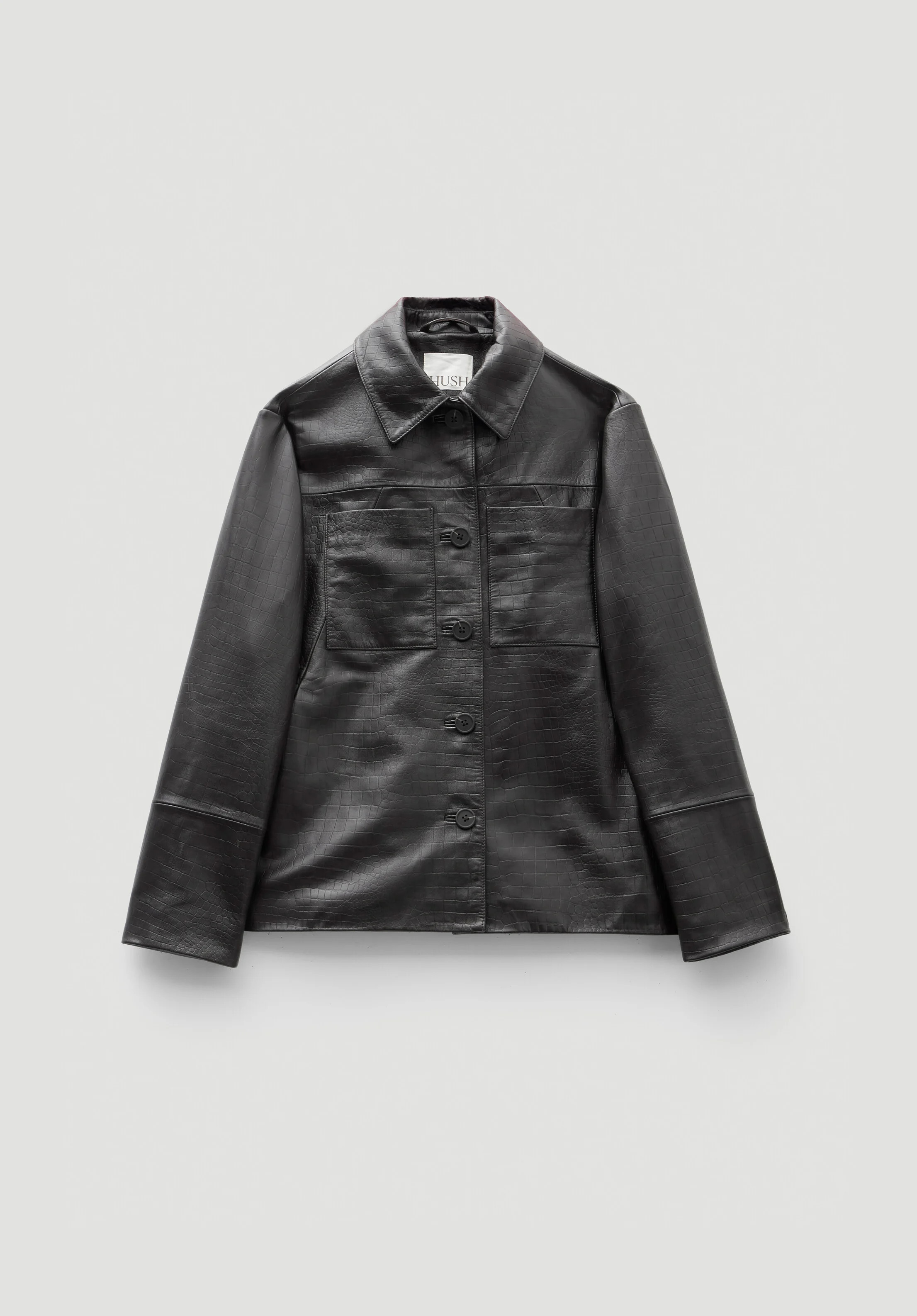 Kelly Croc Effect Leather Jacket | Hush UK