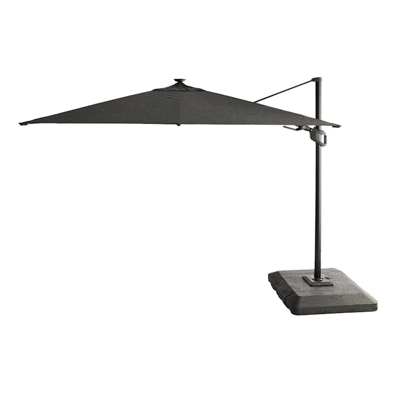Black Crank & Tilt Cantilever Patio Umbrella with LED Lights, 10' | At Home
