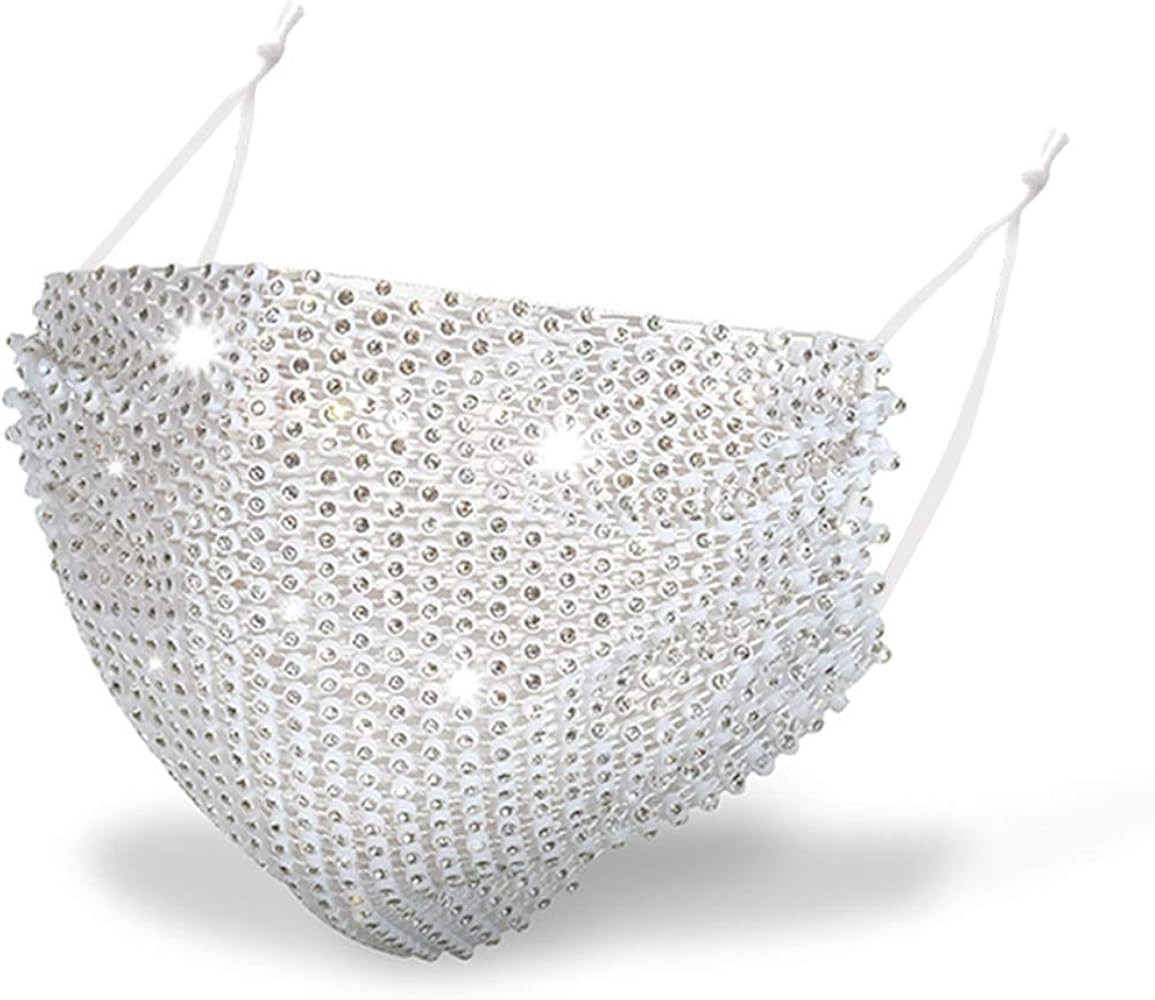 Sparkly Rhinestone Mesh Face Mask Masquerade Mask for Women Glitter Face Mask Bling Face Mask Chr... | Amazon (US)