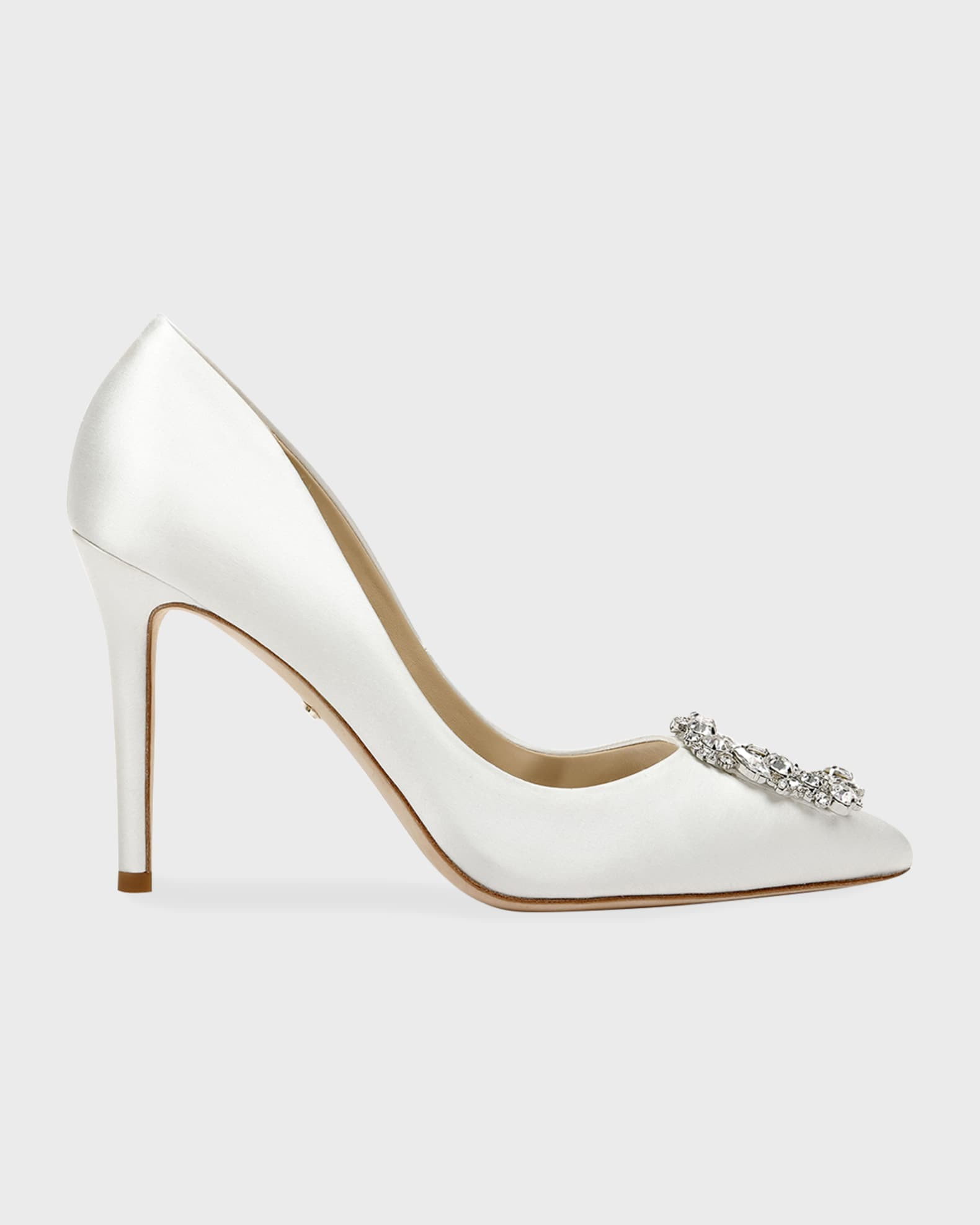 Cher Satin Buckle Cocktail High-Heel Pumps | Neiman Marcus