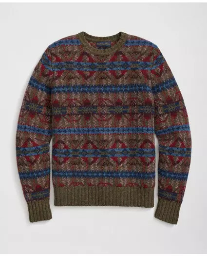 Wool Crewneck Sweater in Fair Isle Jacquard | Brooks Brothers