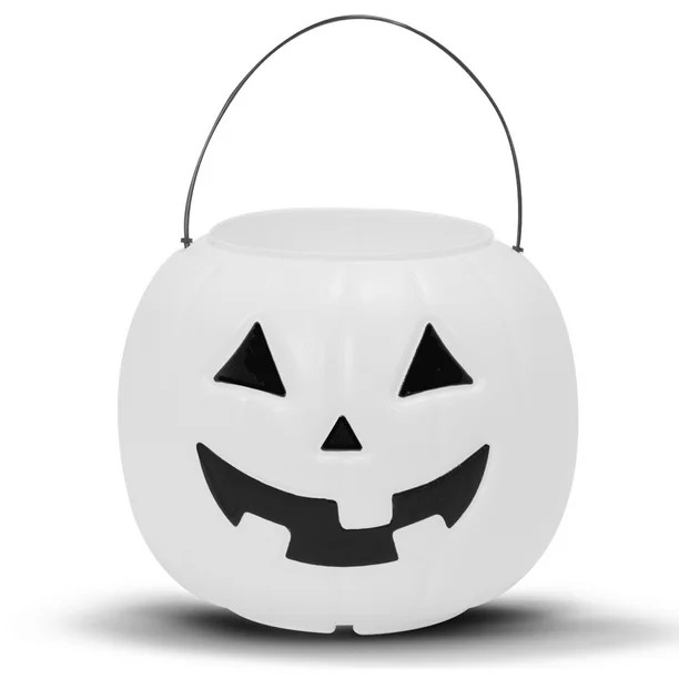 White and Black 8.5 Inch Halloween Pumpkin Treat Pail By Way To Celebrate | Walmart (US)