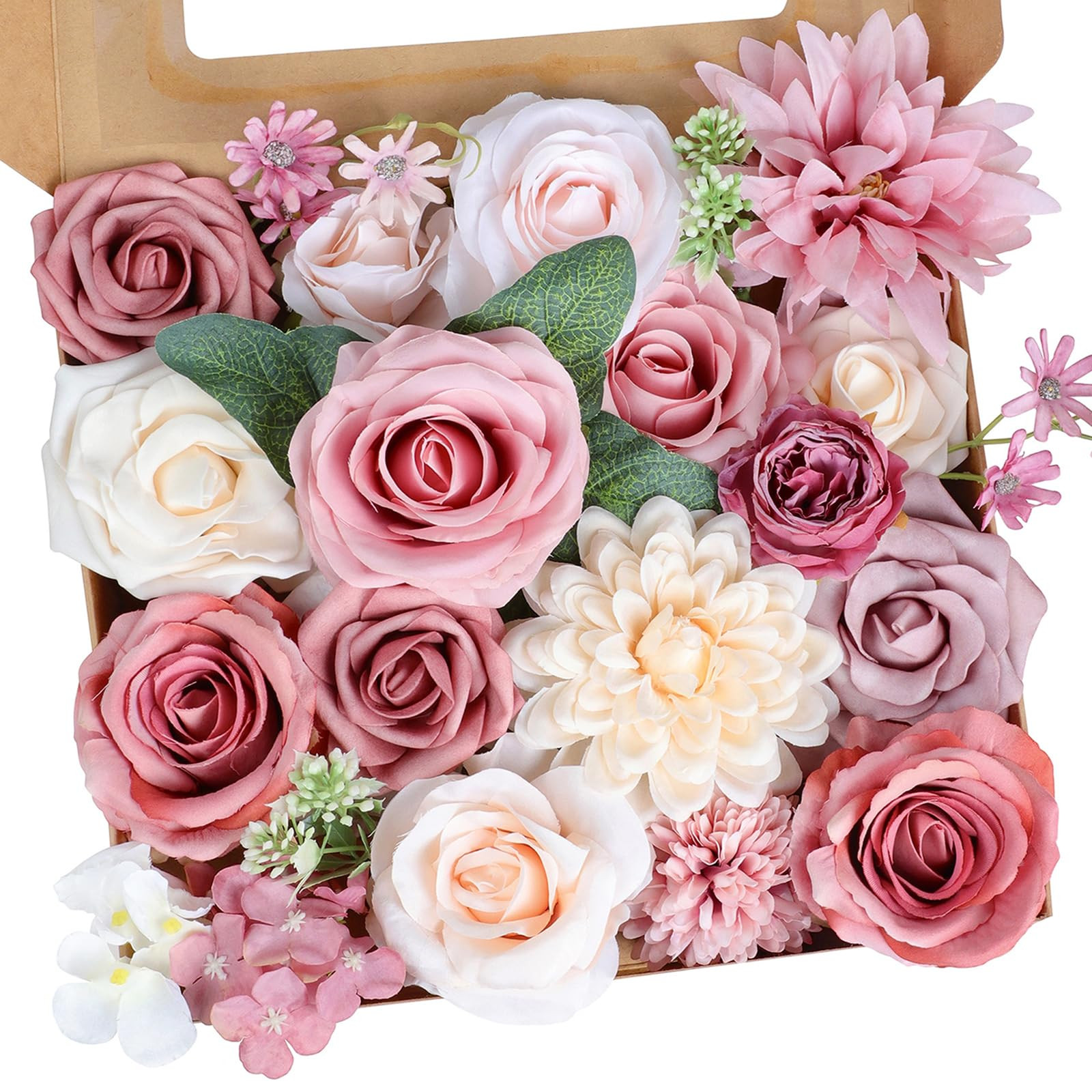 Rose Artificial Flowers Combo, Pink Flowers Dusty Rose Silk Flowers with Stems for DIY Bridal Wed... | Amazon (US)