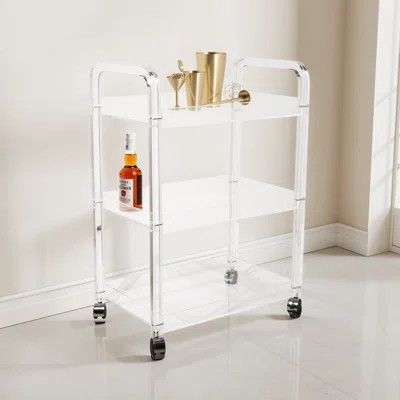 Clear Acrylic 3-Tier Bar Cart On Casters | Wayfair North America