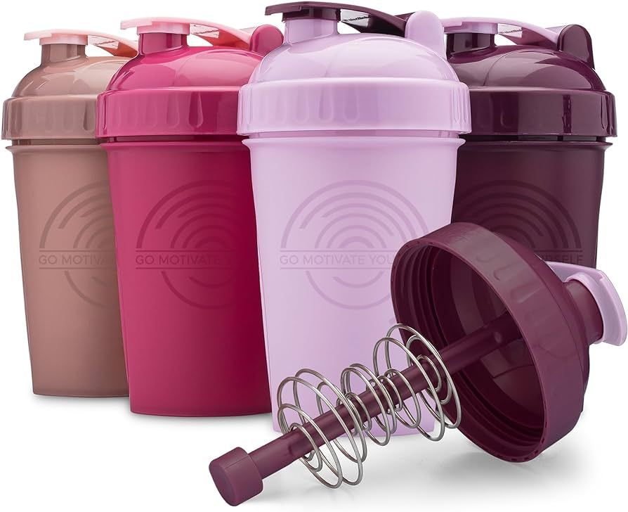 Amazon.com: GOMOYO [4-Pack] 20-Ounce Shaker Bottle | Protein Shaker Bottle with Action-Rod Wire M... | Amazon (US)