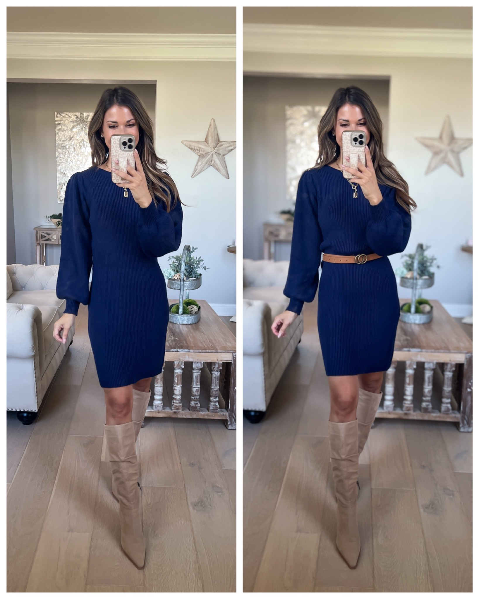 Soft sweater dress//size small//size up if between or don’t like too snug//5’1//linked similar boots//

#LTKsalealert #LTKunder50