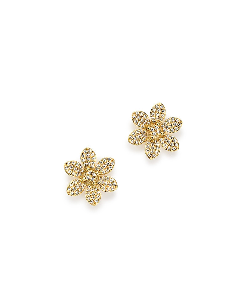Bloomingdale's Fine Collection Diamond Flower Stud Earrings in 14K Yellow Gold, 0.50 tcw | Bloomingdale's (US)