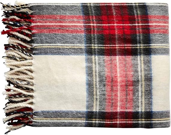 Mud Pie Tartan Fringe Throws (White) | Amazon (US)