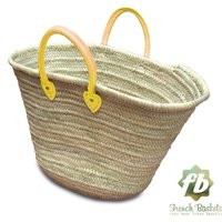 Straw Bag French Baskets Handles Yellow Leather Handles, Beach Baskets, Tote, Moroccan Basket, Frenc | Etsy (US)