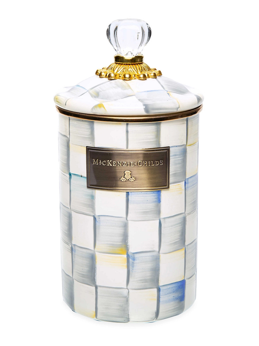 Sterling Check Enamel Canister - Size Small | Saks Fifth Avenue