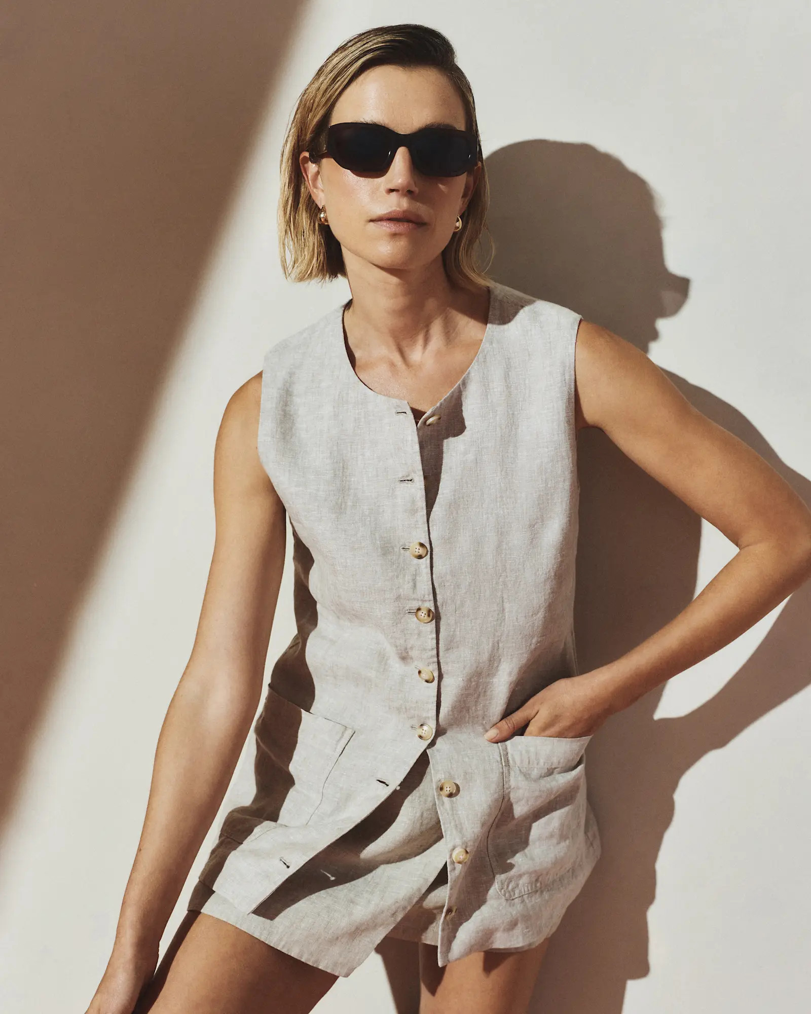 100% European Linen Longline Vest | Quince
