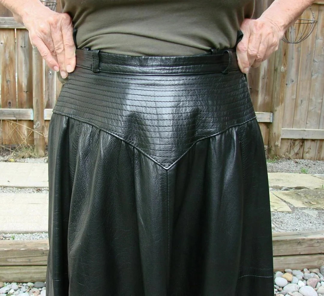 Gorgeous BLACK SKIRT LEATHER A-line Silhouette Black Skirt, Elegant Women's Fashion Skirt With Pl... | Etsy (US)