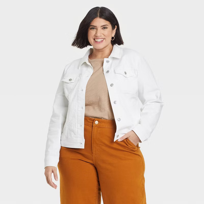 Women's Plus Size Button-Down Jean Jacket - Ava & Viv™ | Target