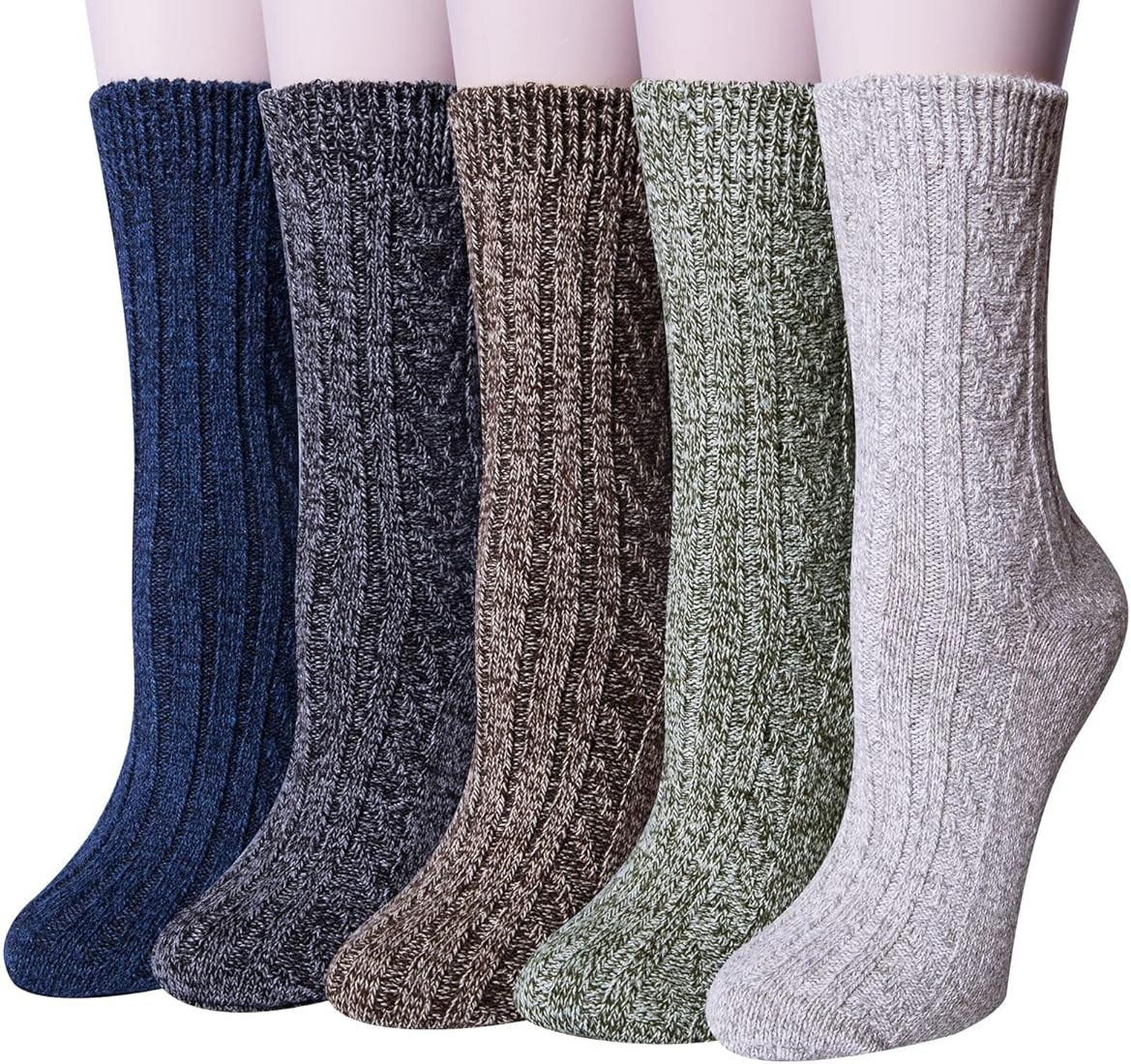 Loritta Wool Socks for Women Warm Winter Socks Thick Knit Soft Cabin Cozy Crew Boot Socks Gifts | Amazon (US)