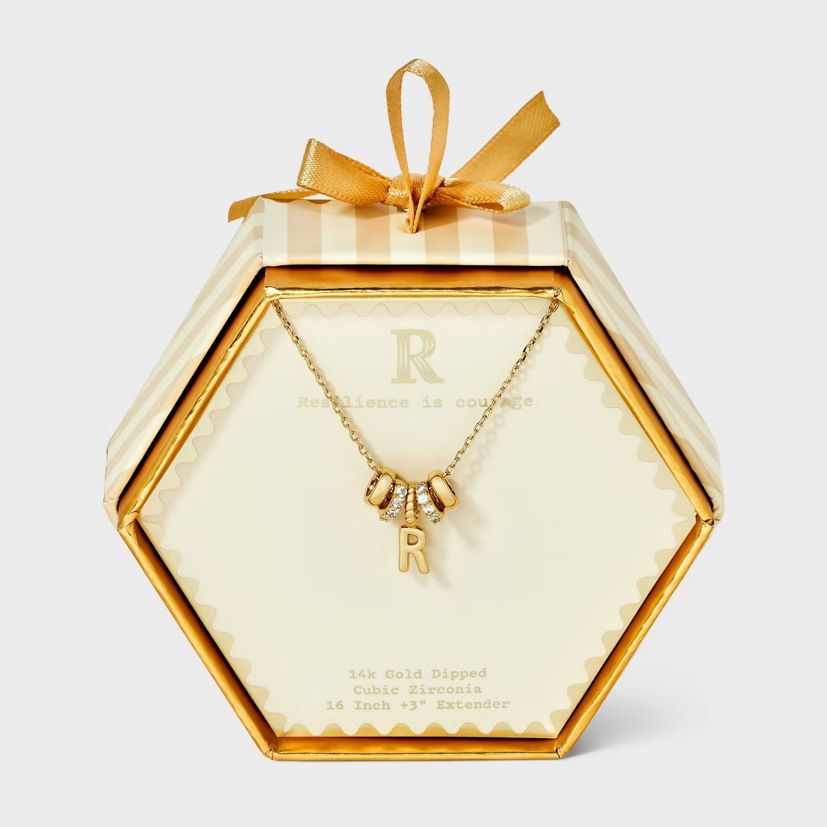 14K Gold Dipped Cubic Zirconia Rondelle Initial Necklace - A New Day™ Gold | Target