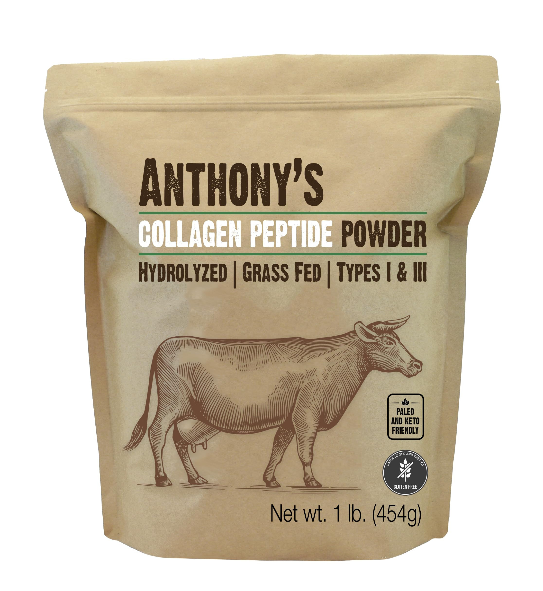 Anthony's Collagen Peptide Powder, 1 lb, Pure Hydrolyzed, Gluten Free, Keto and Paleo Friendly, G... | Amazon (US)