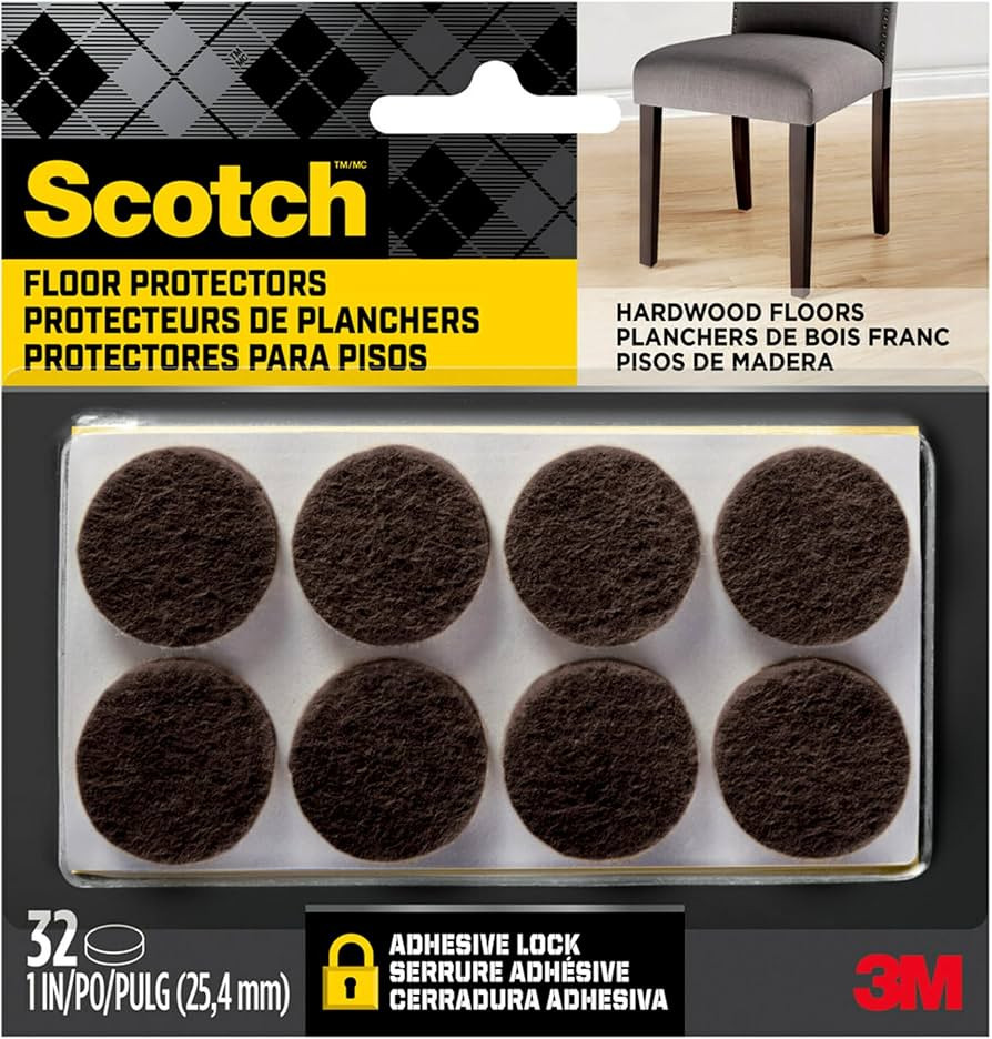 Scotch Felt Pads 32 PCS Brown, Felt Furniture Pads for Protecting Hardwood Floors, 1" Round, Easy... | Amazon (US)