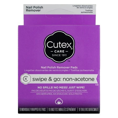 Cutex Swipe & Go Nail Polish Remover, 10 Ct Non-Acetone (24 pack) | Walmart (US)