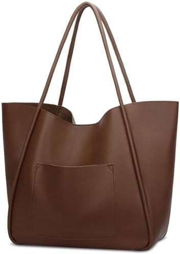 KKXIU Tote Bag for Women Vegan Leather Shoulder Purse Large Capacity Travel Bag | Amazon (US)
