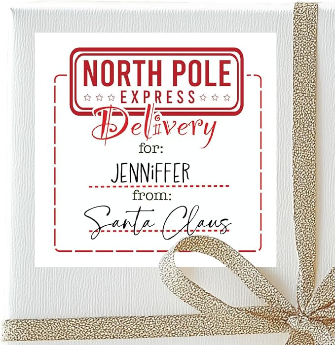 North Pole Express Christmas Gift Labels - 12 Total Stickers - From Santa Merry Christmas Labels ... | Amazon (US)