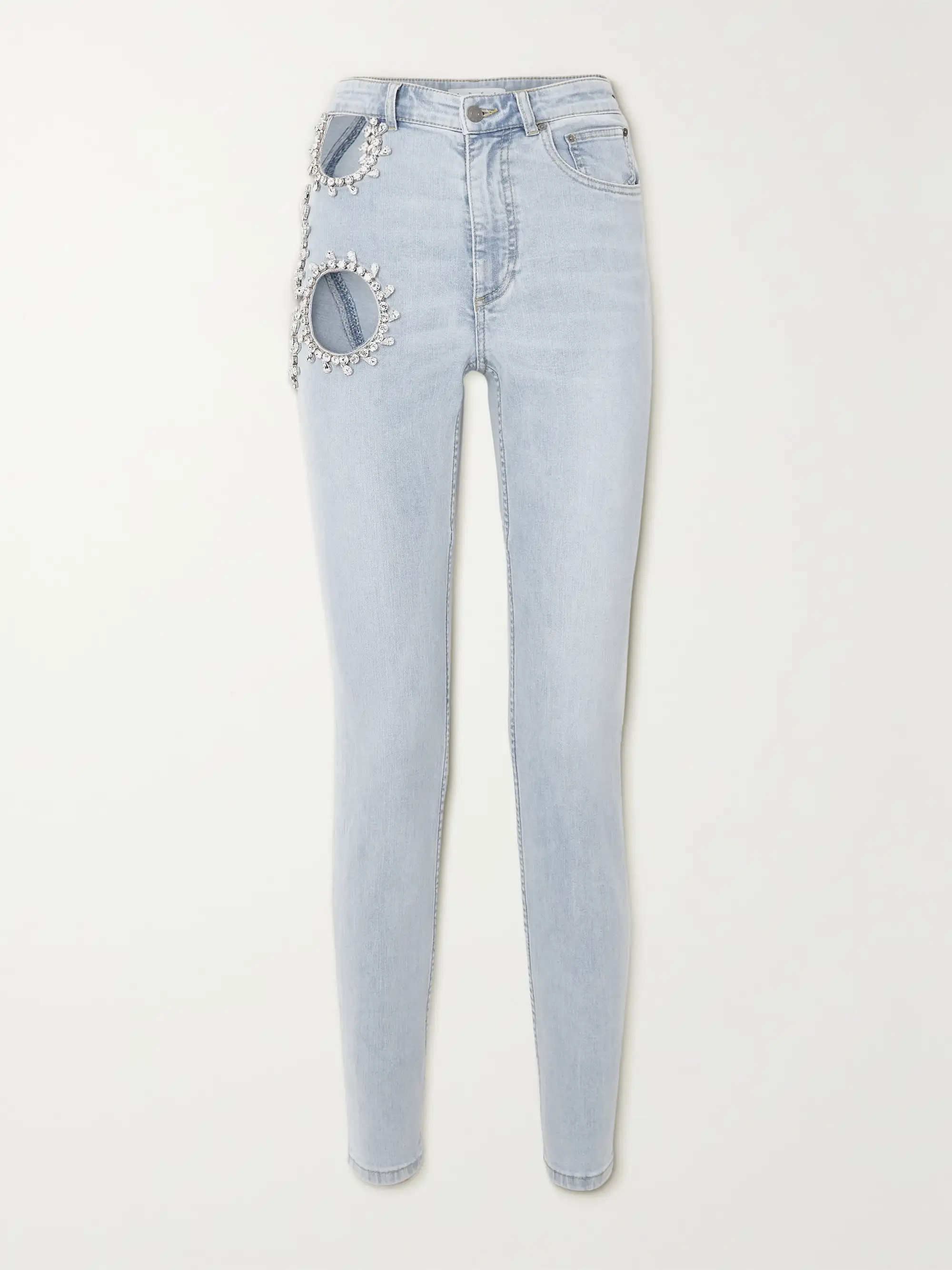 Cutout crystal-embellished high-rise skinny jeans | NET-A-PORTER (US)