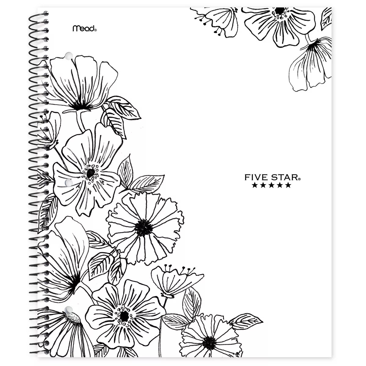 Five Star 80 Sheets 1 Subject College Ruled Notebook Floral Linework Wildflowers | Target