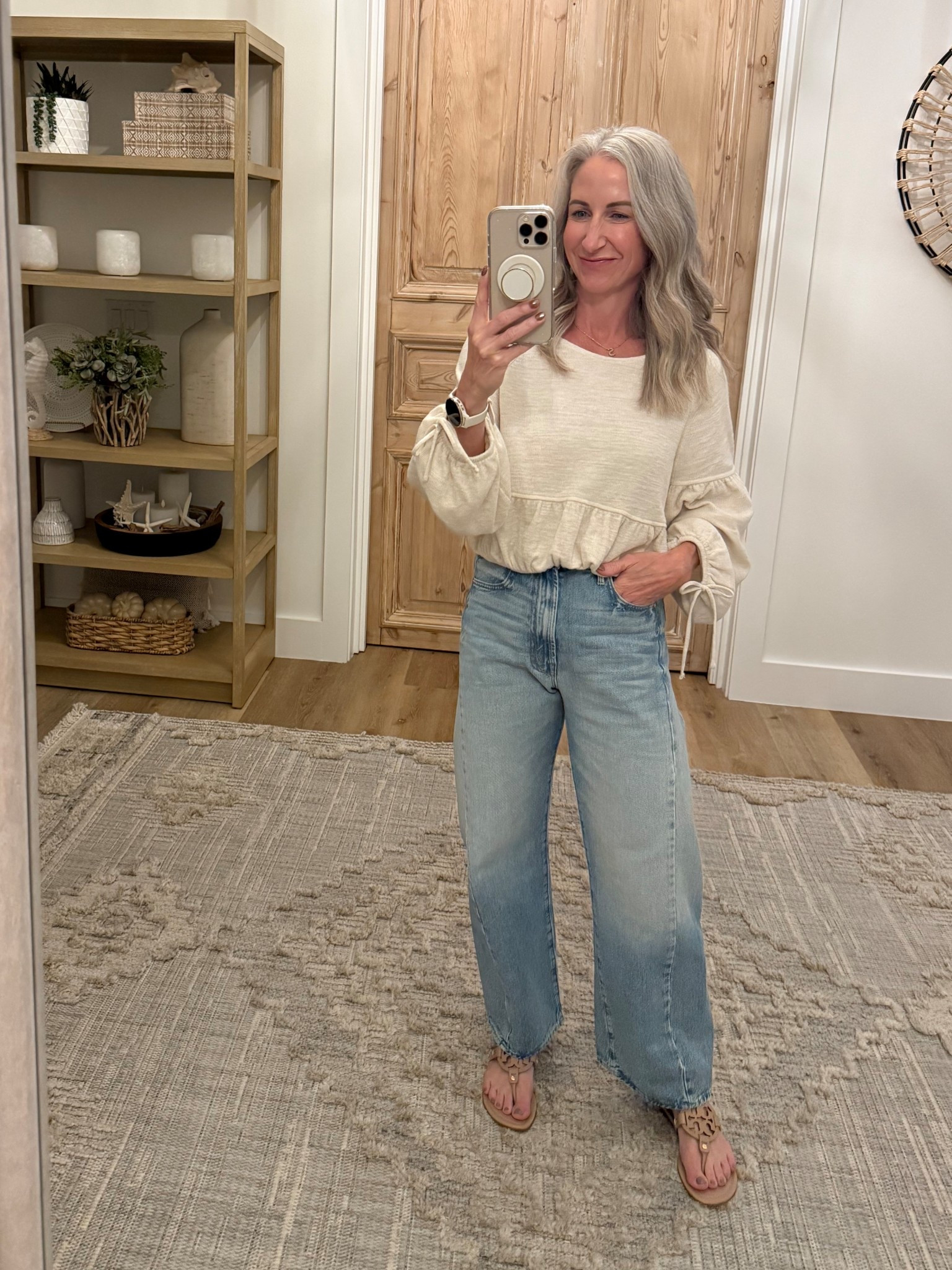 Heading to the airport to pick up the kids for a family Thanksgiving 🤍. It's a warm and humid night in so opted for barrel jeans, saddles and this fun top that hits prefect on the waist and has cutest details. 

#LTKStyle #OOTD #CasualOutfit #EverydayStyle #EffortlessFashion #WardrobeInspo #StyleInspo #DenimOutfit #CropTopStyle #LTKFashion 

 #LTKStyleTip

#LTKPetite #LTKmomlife #LTKOver40