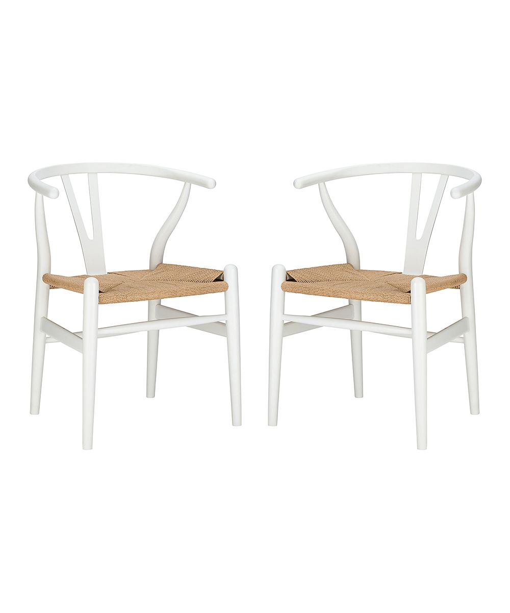 Poly & Bark Dining Chairs White - White Weave Side Chair | Zulily