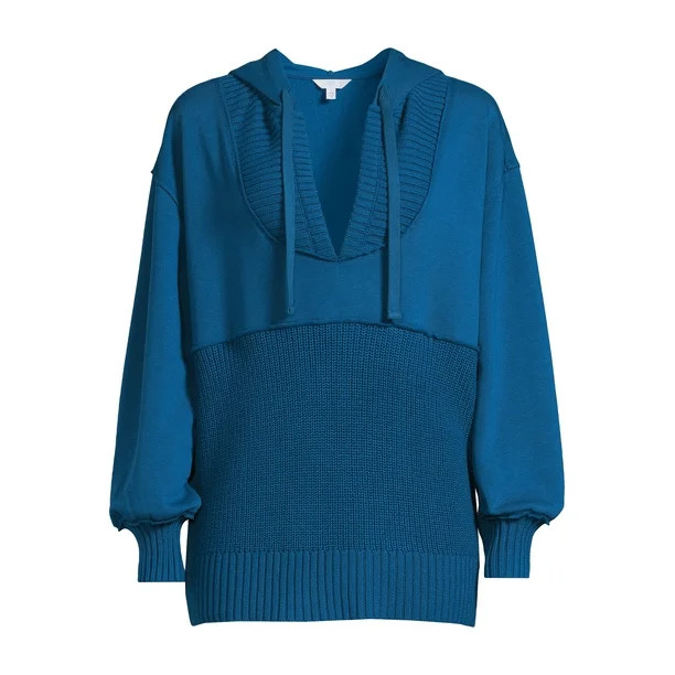 Time and Tru Women's Mixed Media Hoodie, Sizes S-3XL | Walmart (US)