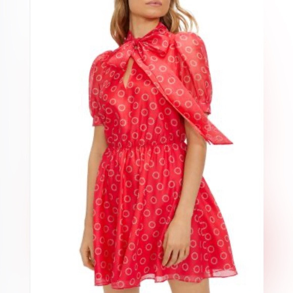 NWT Ted Baker Tie Neck Circle Print Mini Dress sz US 6 Spring | Poshmark