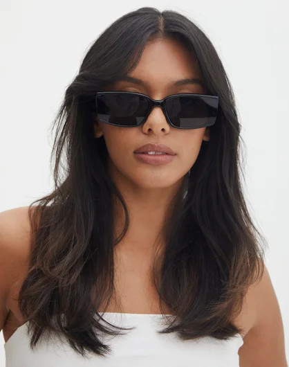 Reflective Rectangle Sunglasses in Black | Glassons | Glassons (NZ)