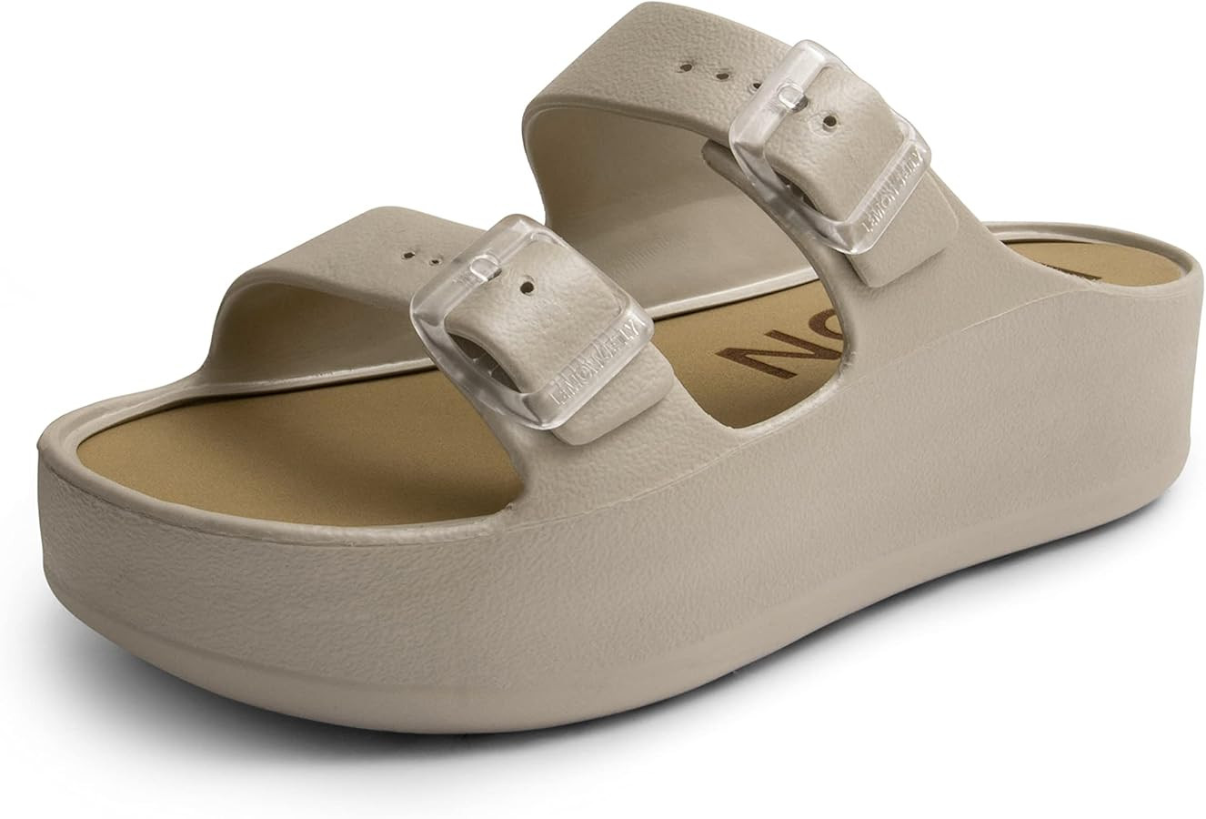 Lemon Jelly Women's Platform Sandals - Casual Double-Buckled Water-Friendly Wedges for Beach - Co... | Amazon (US)