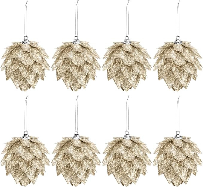 Jetec 8 Pieces Christmas Tree Ornaments Glitter Christmas Tree Hanging Decoration Decorative Arti... | Amazon (US)