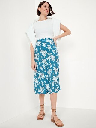 Crepe A-Line Midi Skirt | Old Navy | Old Navy (US)