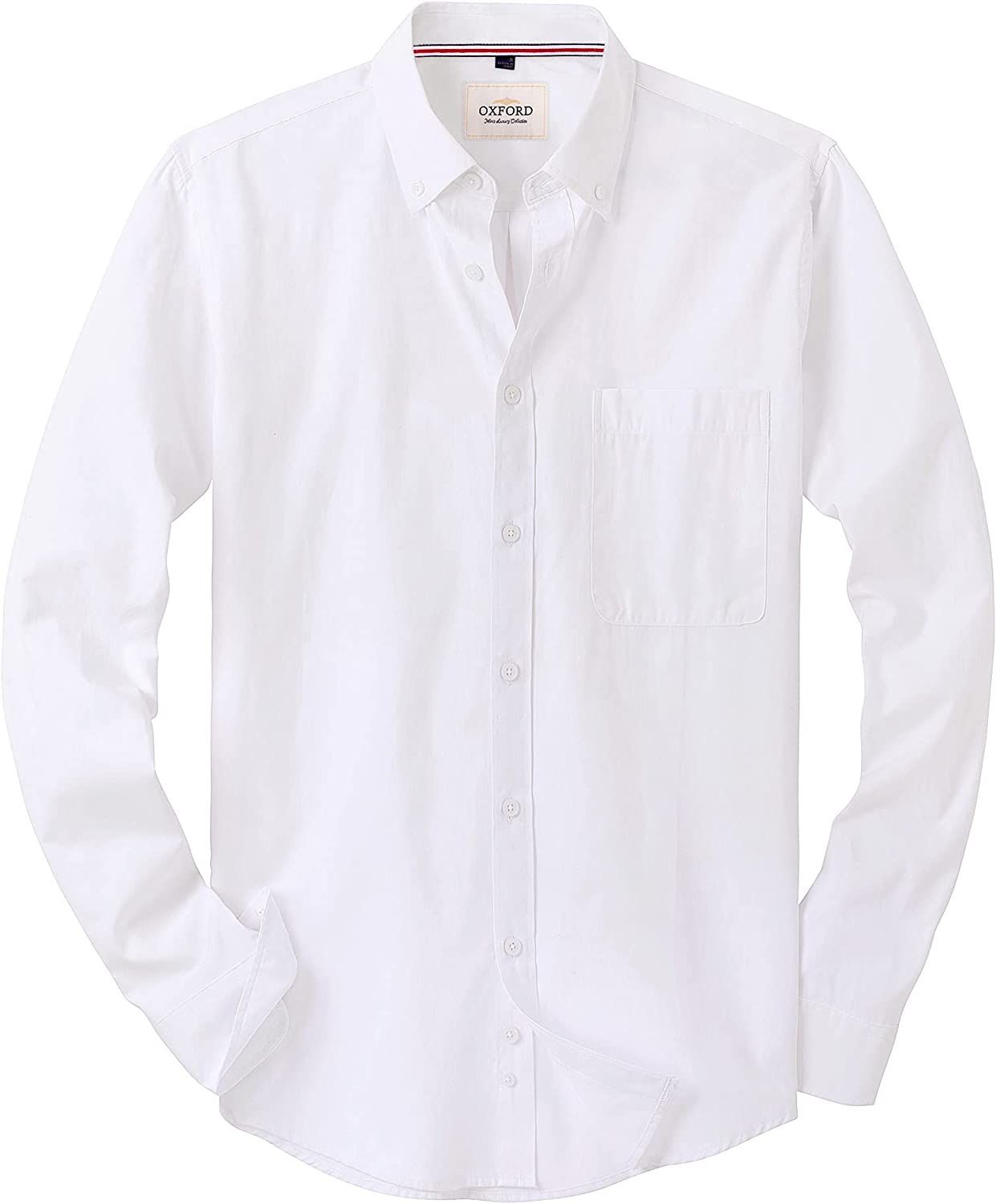 Alimens & Gentle Men's Solid Oxford Shirt Long Sleeve Button Down Shirts with Pocket | Amazon (US)