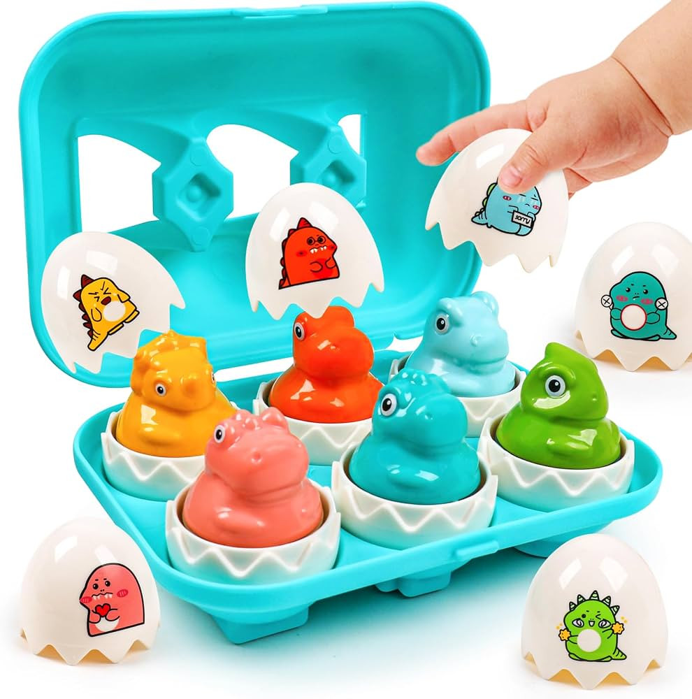 Dinosaur Matching Eggs Toys for Toddlers- Montessori Sensory Fun Educational Learning Fine Motor ... | Amazon (US)
