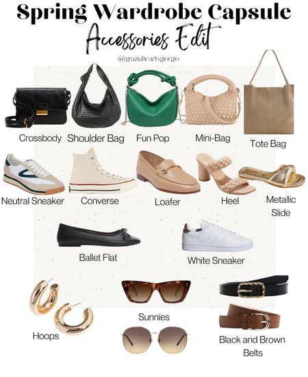 SPRING WARDROBE CAPSULE - ACCESSORIES EDIT
.
#capsule #capsulewardrobe #springcapsule 

#LTKstyletip #LTKSeasonal