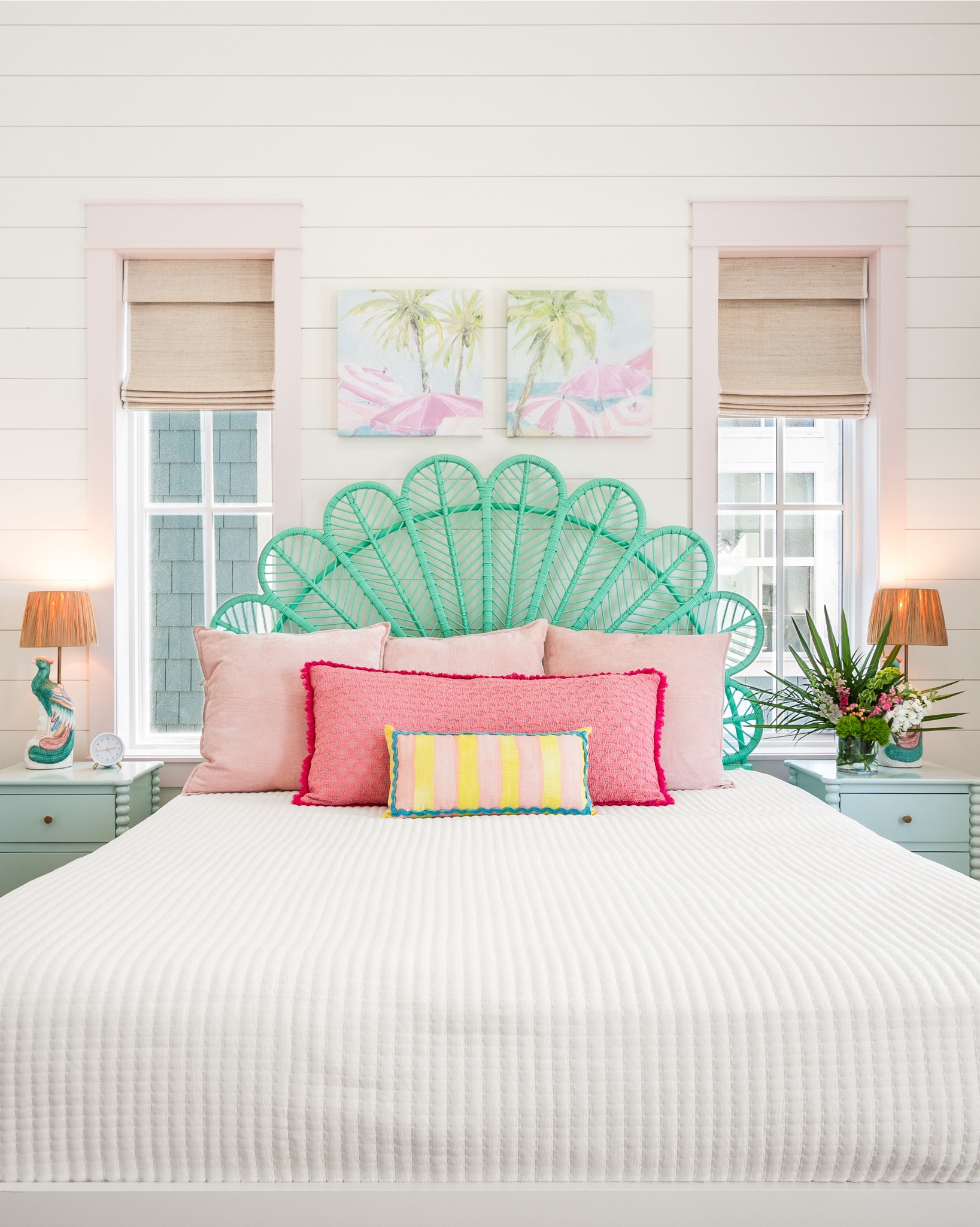 Creating the perfect blend of preppy style and coastal charm with this dreamy pink bedroom by the shore! 🦚🌸  From the blush tones to the seaside-inspired accents, every detail invites you to relax in style!🏄🏼‍♀️🌊 
Want to bring this look into your home? 
Shop the bedroom on our LTK and transform your space into a coastal haven! ✨
-
 #interiordesign #pinkdecor #bedroominspo #ltkhome #customdesign #art #summer #beachhouse #bathroom #bedroom #texasinteriordesigner #bathroomdesign #preppy