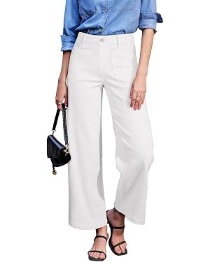 Sidefeel Women's Wide Leg Jeans High Waisted Stretchy Jeans Straight Leg Loose Fit Zimbaplatinum ... | Amazon (US)
