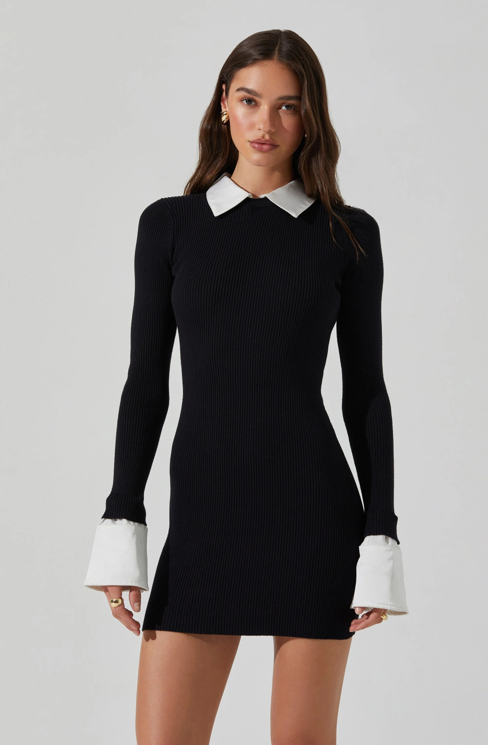 Alexia Mixed Media Mini Dress - Black white / XS | ASTR The Label (US)