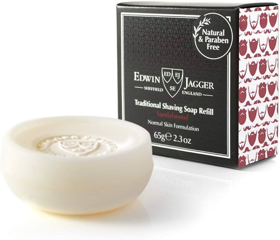 Edwin Jagger 99.9% Natural Traditional Shaving Soap Refill, Sandalwood - 2.3 oz | Amazon (US)