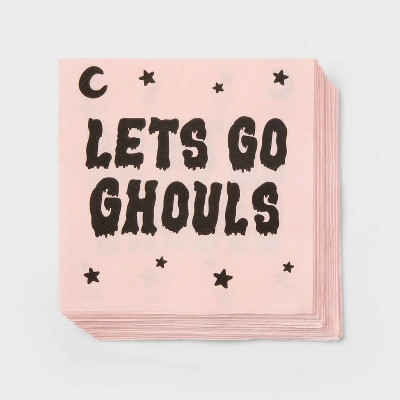 30ct Let's Go Ghouls Pink Cocktail Paper Napkins - Spritz™ | Target