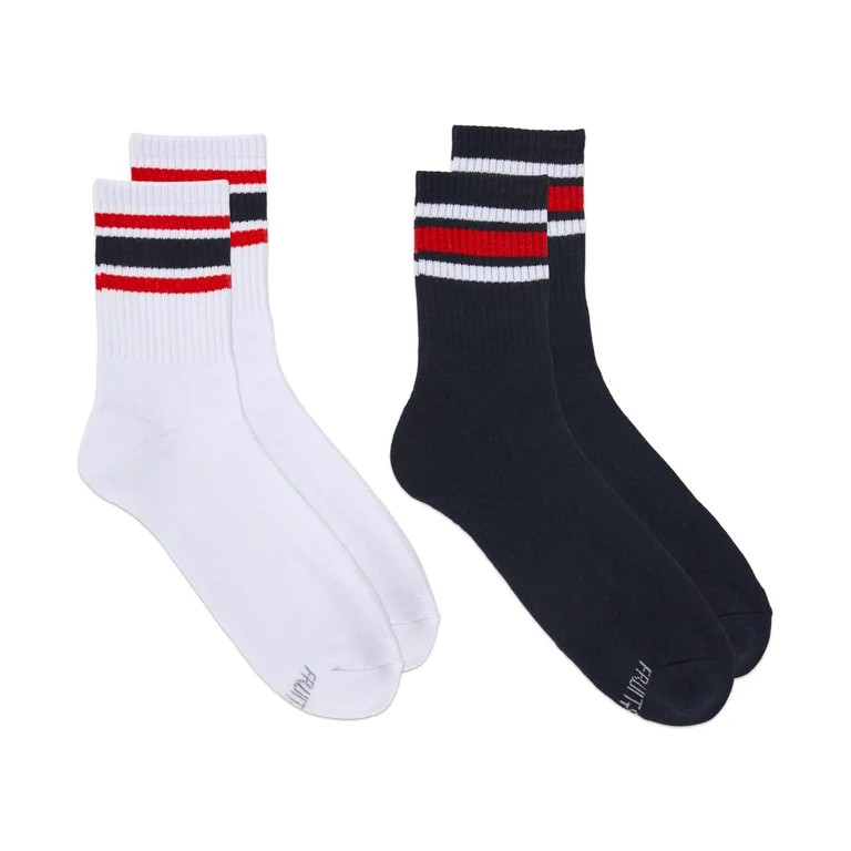 Fruit of the Loom Mens Americana Mid Crew Socks, 2-Pack, Sock Sizes 6-12 | Walmart (US)